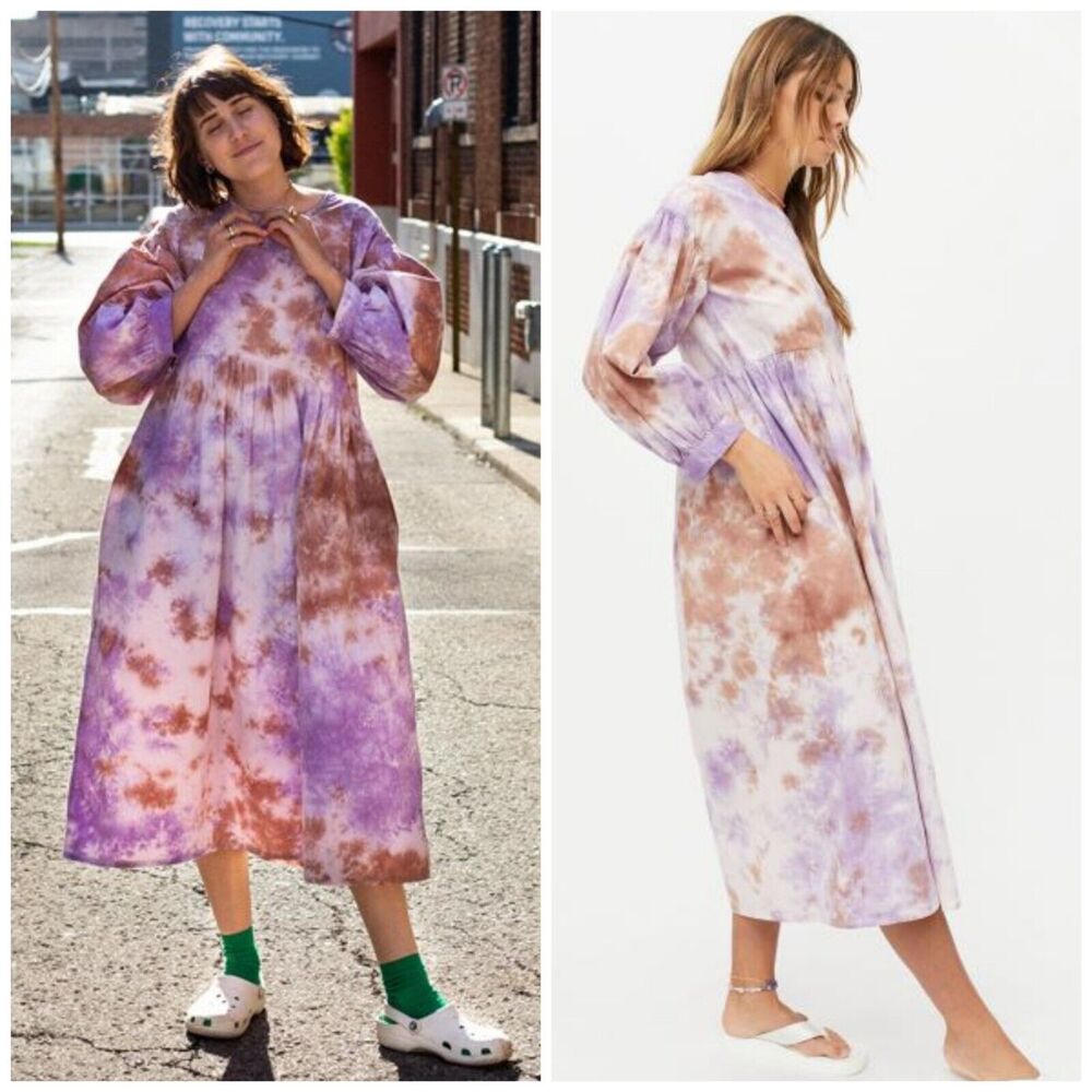 NWOT Free People Et Tigre Jayme Tie Dye Oversized Poplin Midi Dress Small $245
